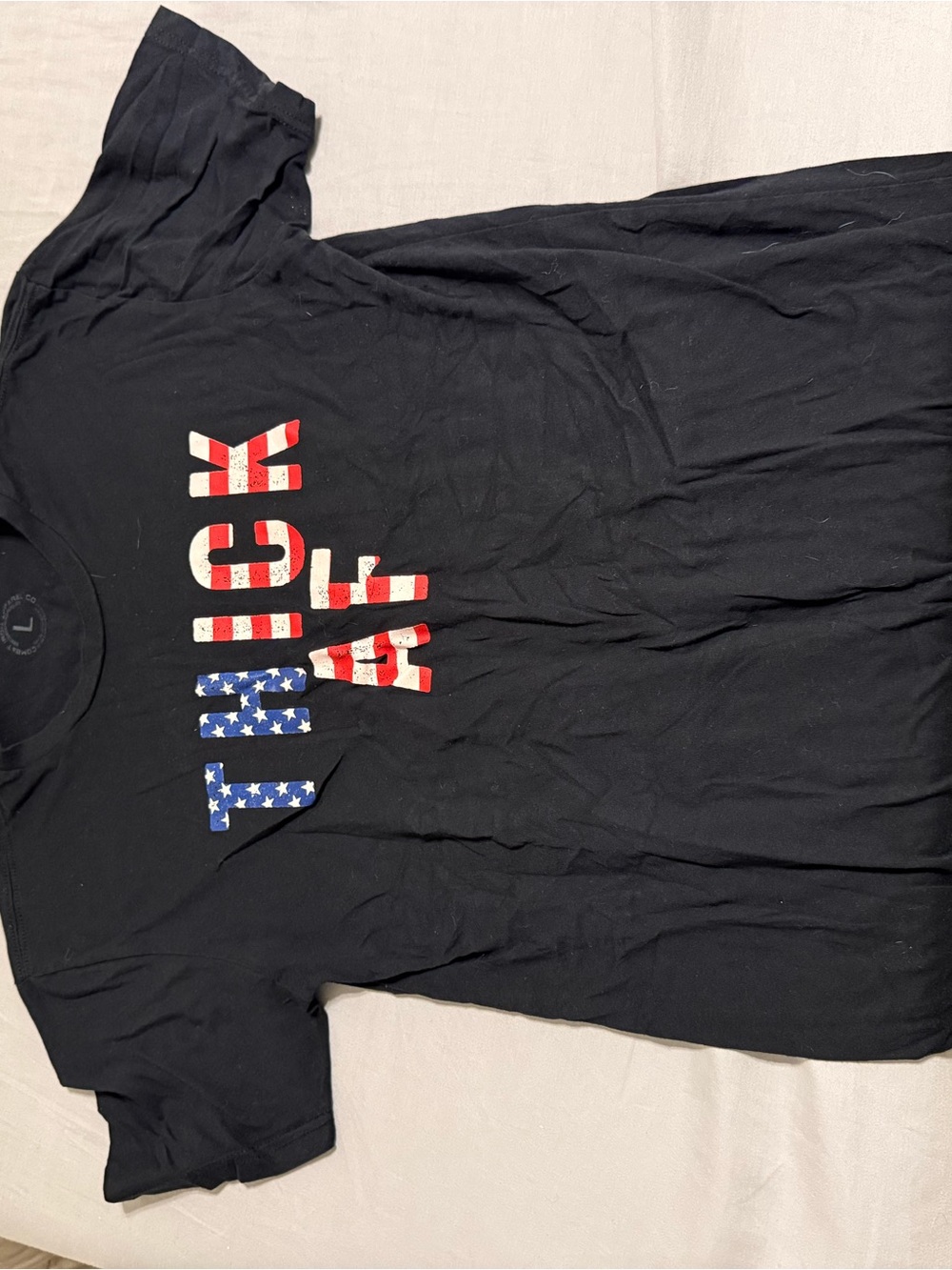 Black Men's Short-Sleeve Graphic Tee with American Flag Lettering